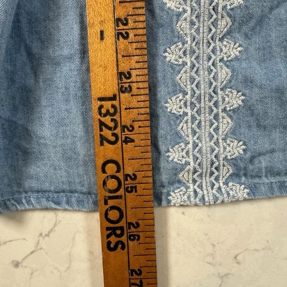 J. Jill Denim Embroidered Floral Chambray Denim Sleeveless Shirt Tank Top XL - Picture 10 of 12